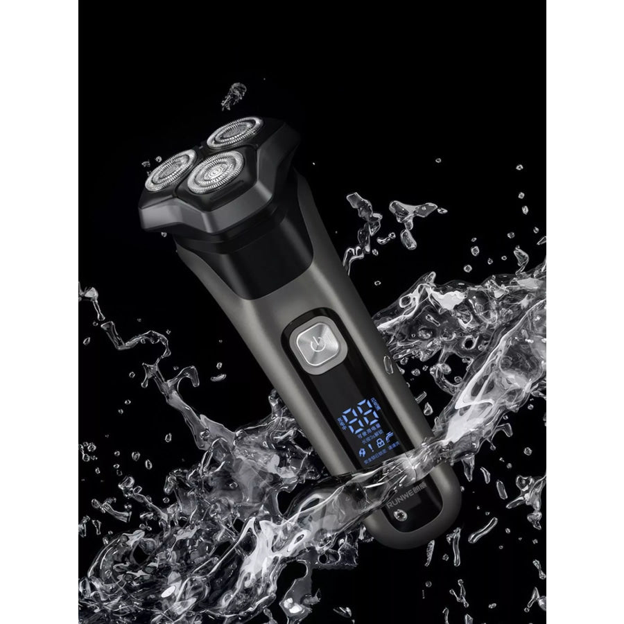 Men’s Rechargeable Waterproof Rotary Shaver with LED Display Black / ONESIZE Apparel and Accessories