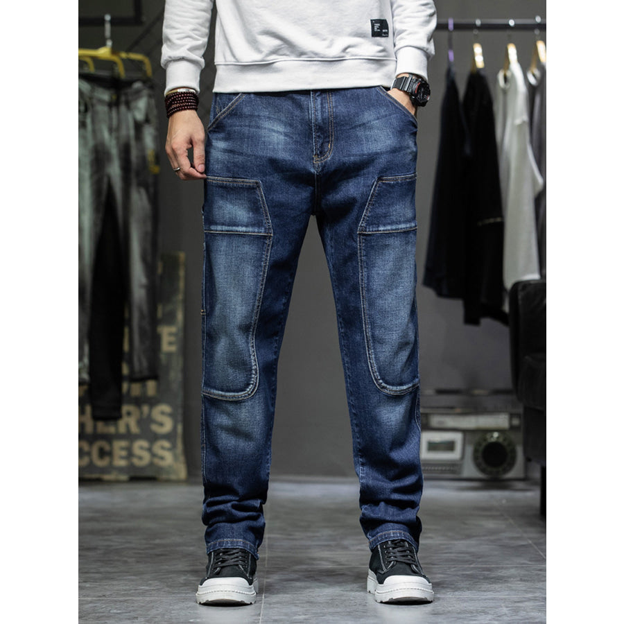 Men’s Relaxed Fit Cargo Jeans Dark Blue / 28 Apparel and Accessories