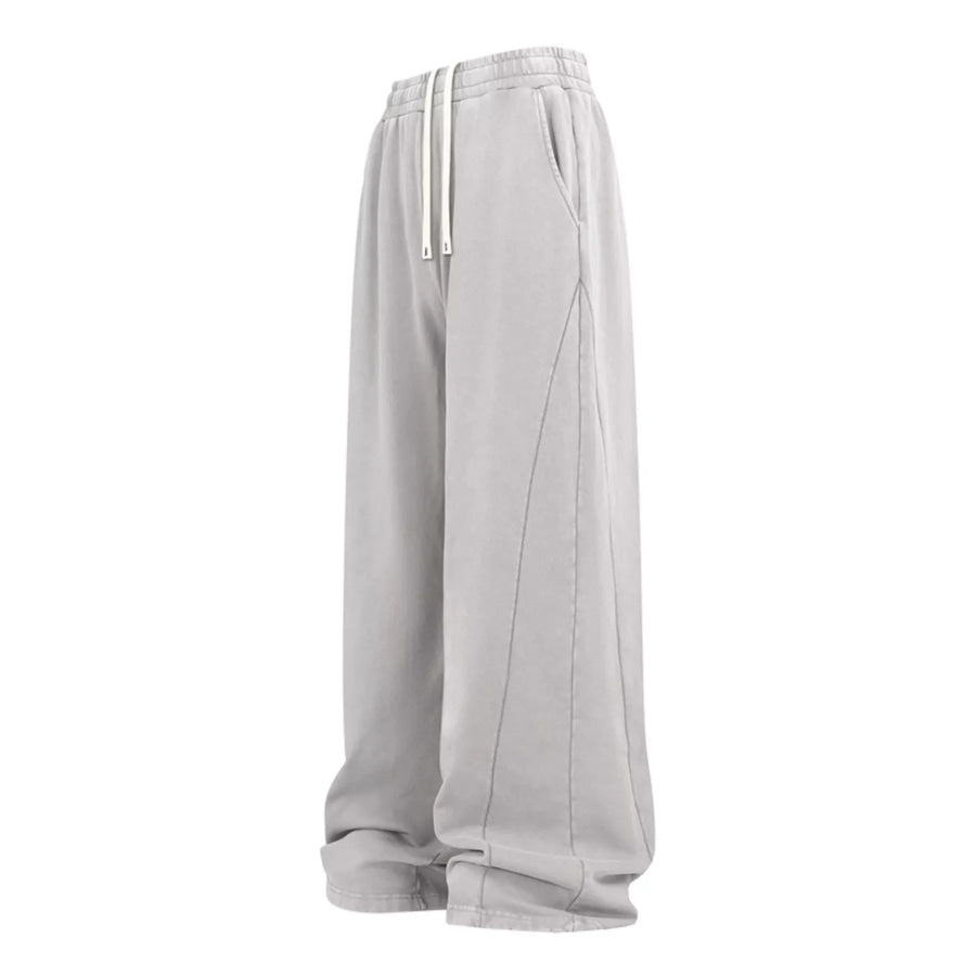 Men’s Relaxed Fit Wide Leg Pants Light Gray / S Apparel and Accessories