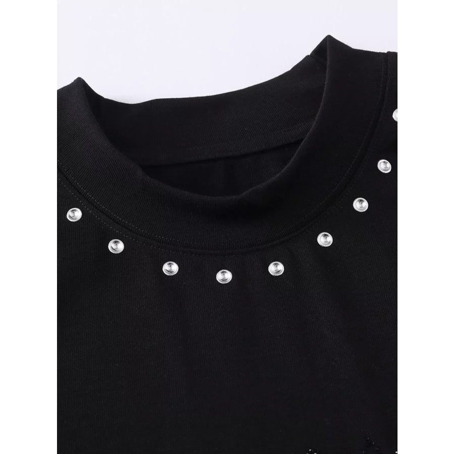 Men’s Rhinestone Mock Neck T-Shirt Apparel and Accessories