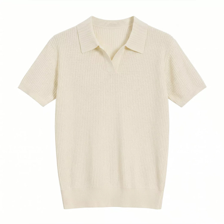 Men’s Ribbed Knit Polo Collar Top