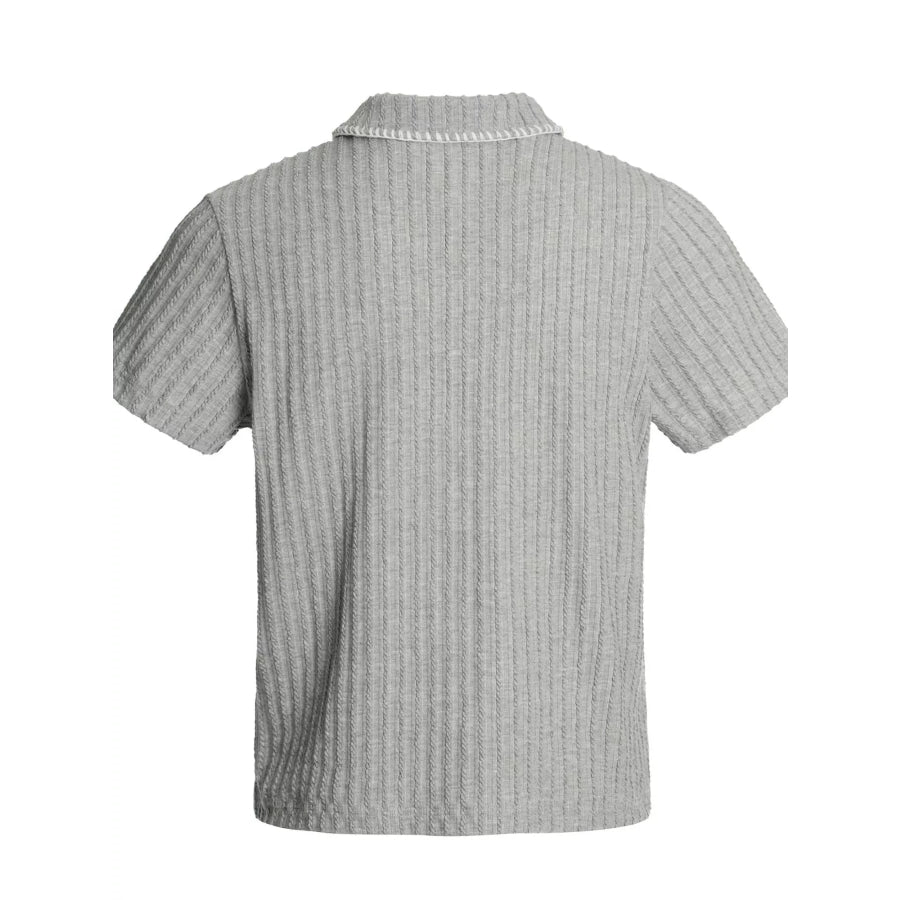 Men’s Ribbed Knit Polo with Contrast Stitching Apparel and Accessories