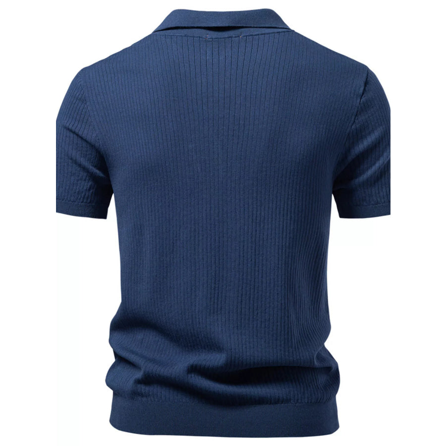 Men’s Ribbed Knit Short Sleeve Polo Apparel and Accessories