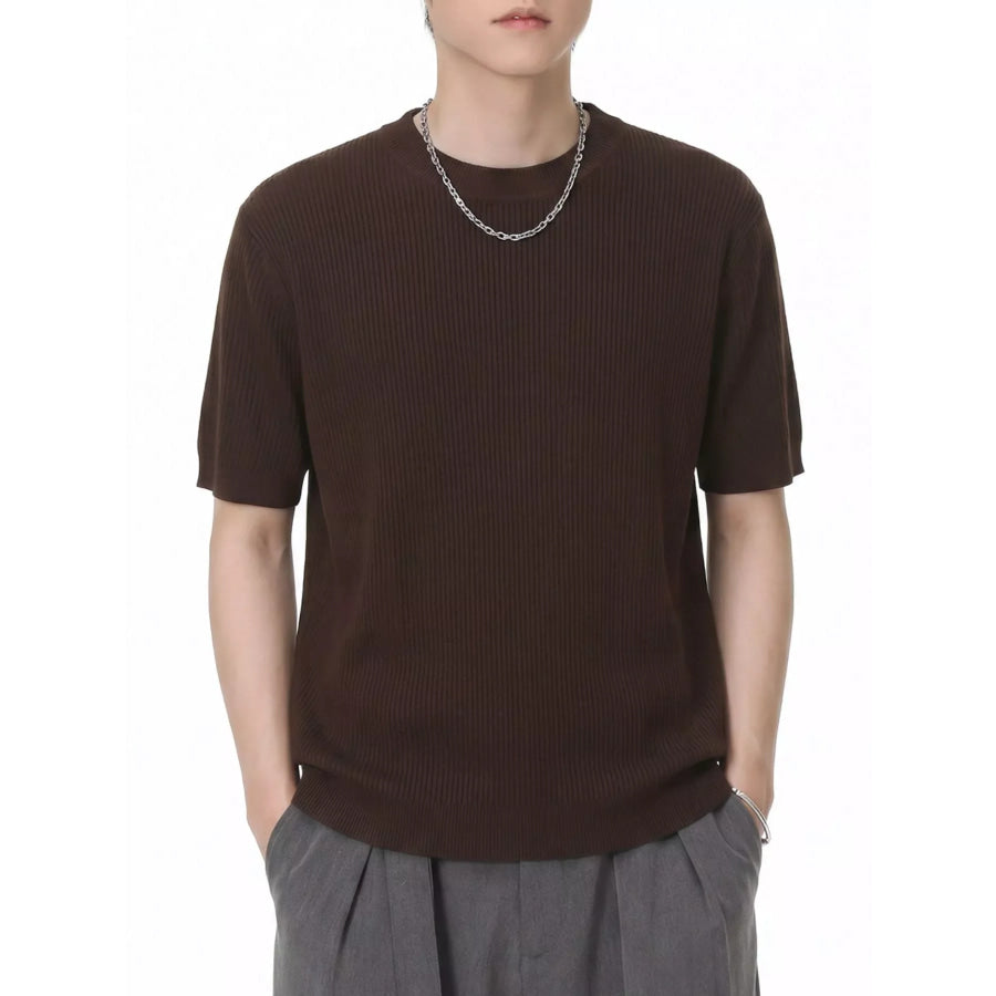 Men’s Ribbed Knit Short Sleeve T-Shirt Apparel and Accessories
