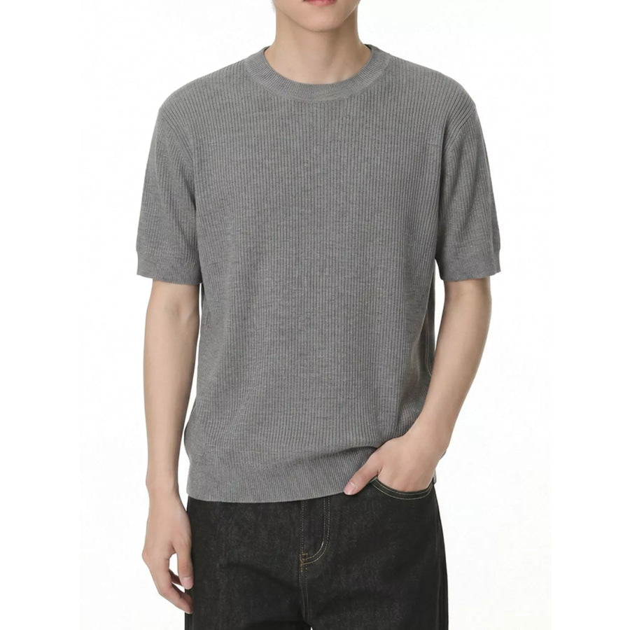 Men’s Ribbed Knit Short Sleeve T-Shirt Apparel and Accessories