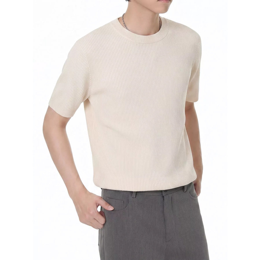 Men’s Ribbed Knit Short Sleeve T-Shirt Apparel and Accessories