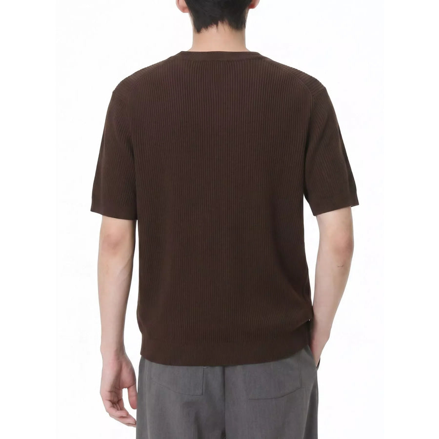 Men’s Ribbed Knit Short Sleeve T-Shirt Apparel and Accessories
