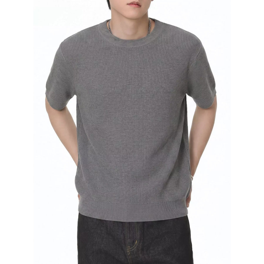 Men’s Ribbed Knit Short Sleeve T-Shirt Apparel and Accessories