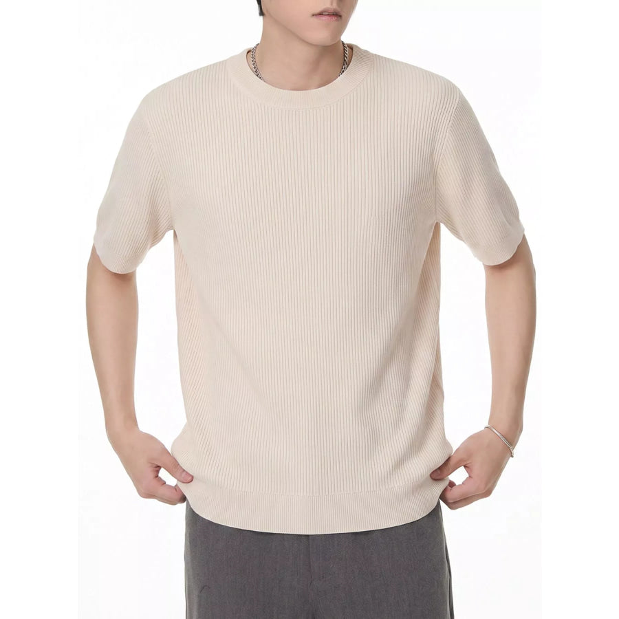 Men’s Ribbed Knit Short Sleeve T-Shirt Apparel and Accessories