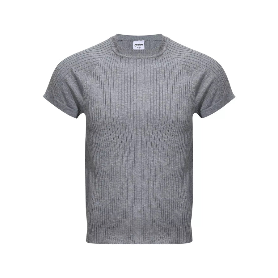 Men’s Ribbed Knit Short-Sleeve T-Shirt Light Gray / M Apparel and Accessories