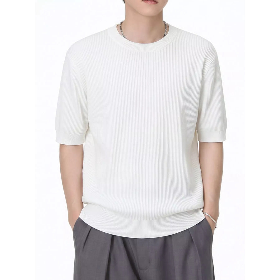 Men’s Ribbed Knit Short Sleeve T-Shirt White / M Apparel and Accessories
