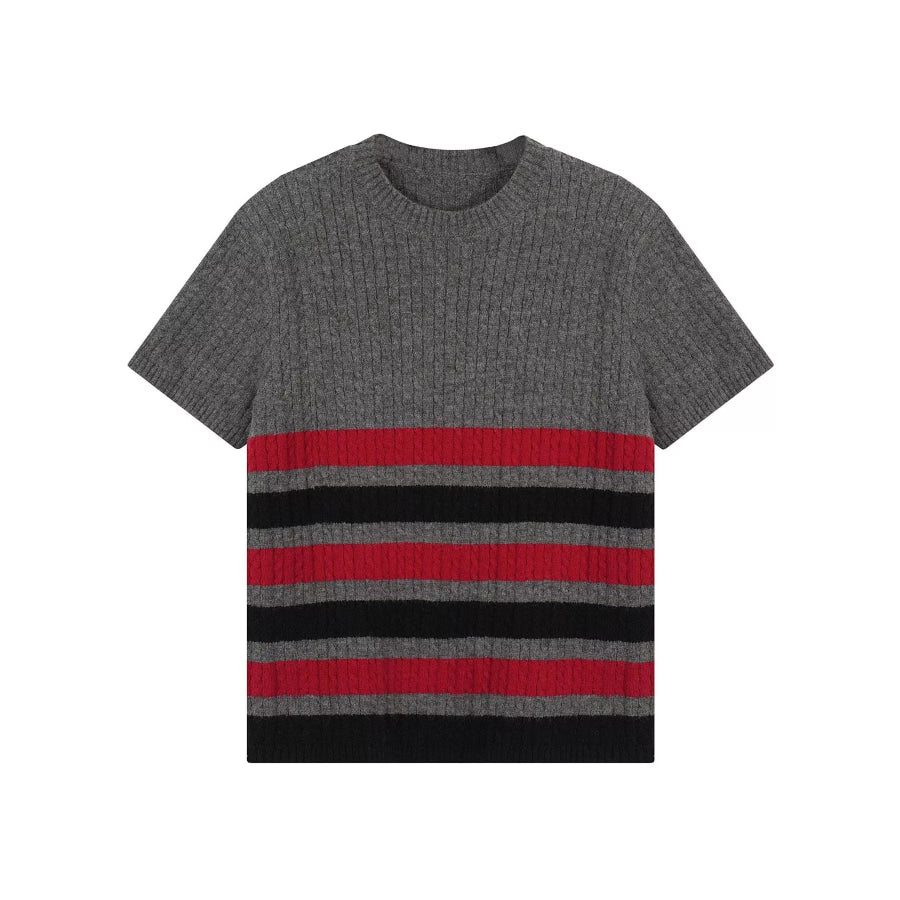 Men’s Ribbed Short Sleeve Knit Top Gray / M Apparel and Accessories