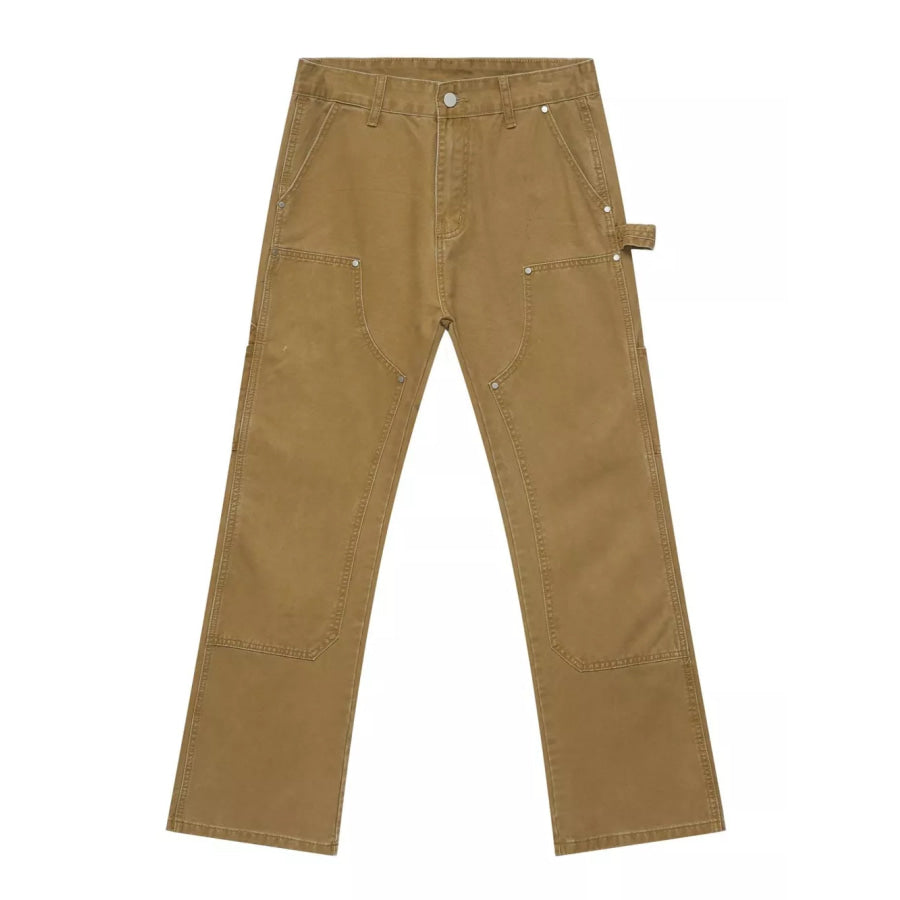 Men’s Rivet-Detailed Straight-Leg Jeans Camel / S Apparel and Accessories