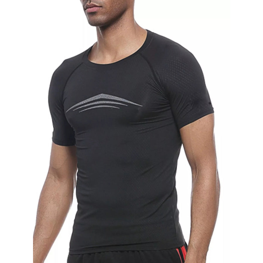 Men’s Round Neck Active T-Shirt Black / S Apparel and Accessories