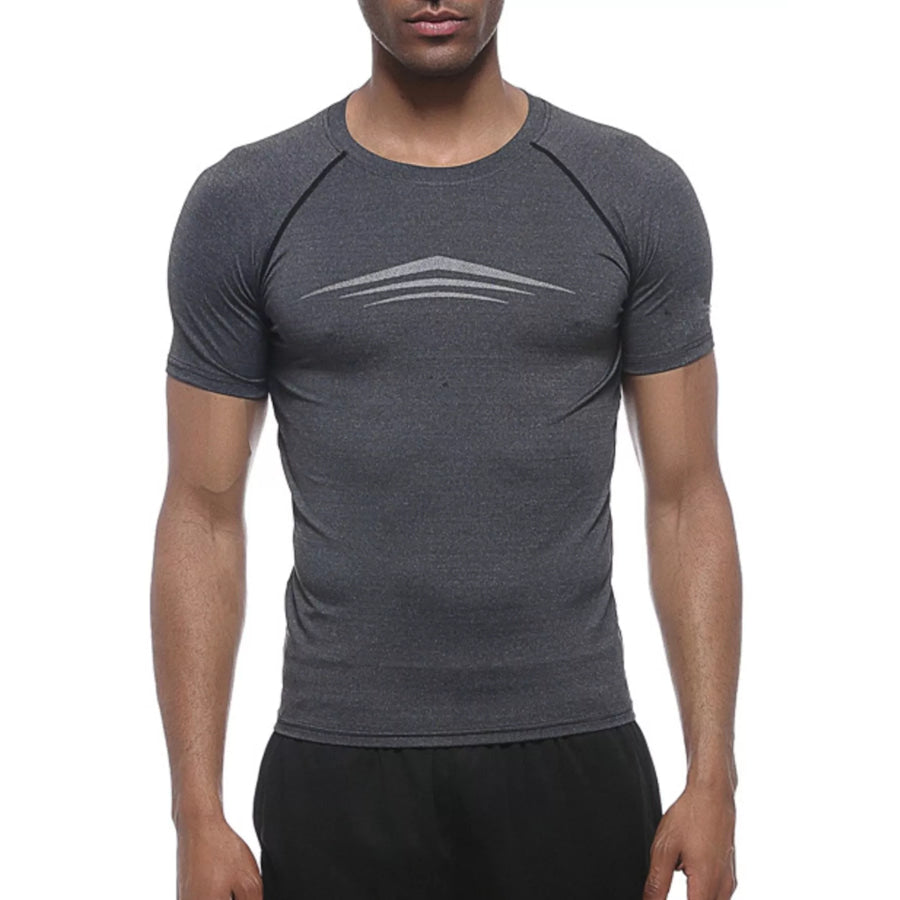 Men’s Round Neck Active T-Shirt Grey / S Apparel and Accessories