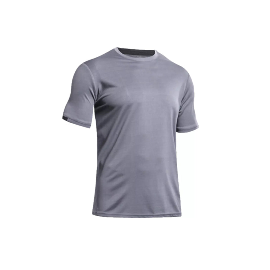 Men’s Round Neck Quick-Dry Active T-Shirt Light Gray / S Apparel and Accessories
