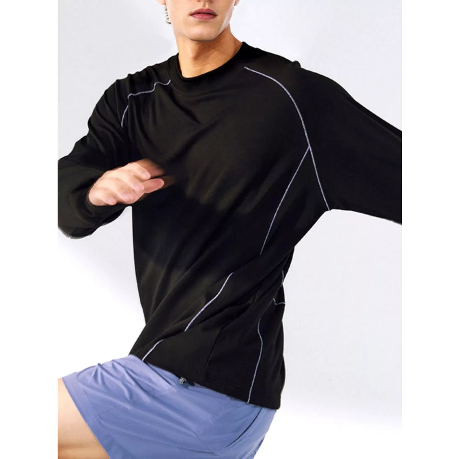 Men’s Round Neck Raglan Sleeve T-Shirt Black / S Apparel and Accessories