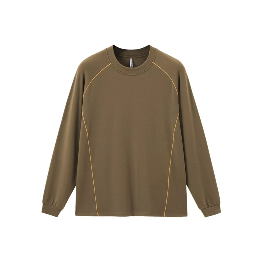 Men’s Round Neck Raglan Sleeve T-Shirt Coffee Brown / S Apparel and Accessories