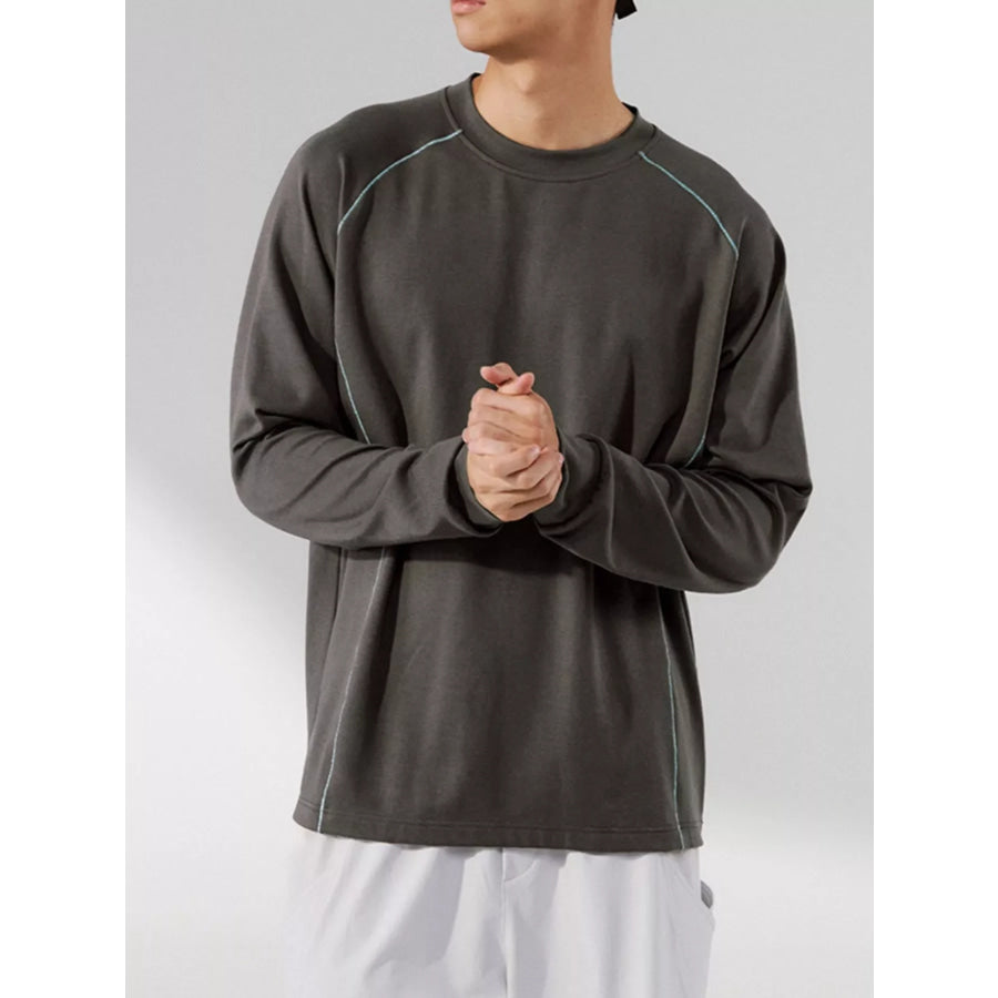 Men’s Round Neck Raglan Sleeve T-Shirt Dark Gray / S Apparel and Accessories