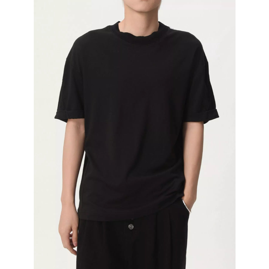 Men’s Round Neck Short Sleeve T-Shirt Black / M Apparel and Accessories
