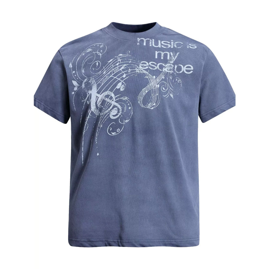 Men’s Round Neck Short Sleeve T-Shirt Blue / S Apparel and Accessories
