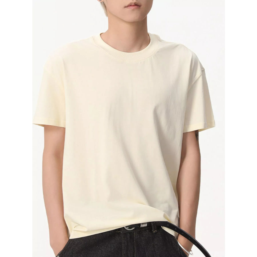 Men’s Round Neck Short Sleeve T-Shirt Cream / S