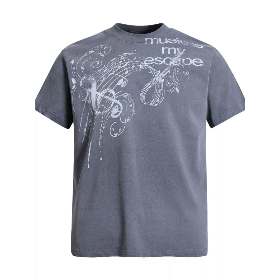 Men’s Round Neck Short Sleeve T-Shirt Dark Gray / S Apparel and Accessories