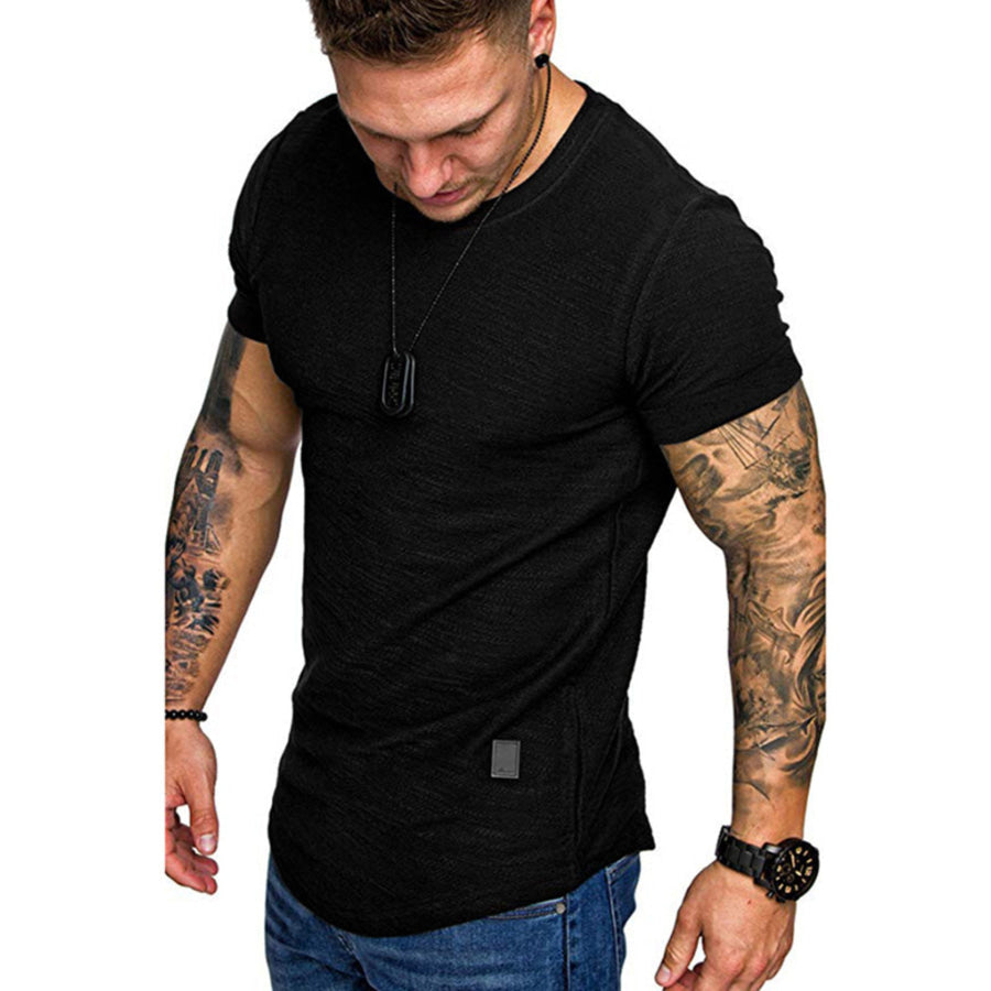 Men’s Round Neck Slim Fit Casual T-Shirt Black / S Apparel and Accessories