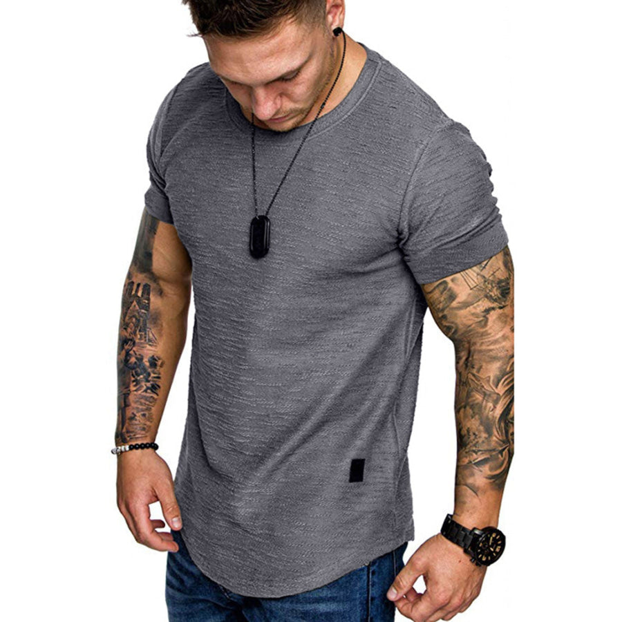 Men’s Round Neck Slim Fit Casual T-Shirt Grey / S Apparel and Accessories