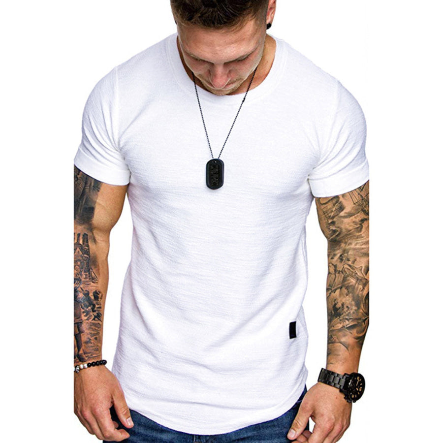 Men’s Round Neck Slim Fit Casual T-Shirt White / S Apparel and Accessories