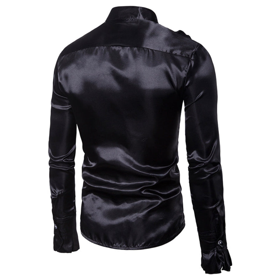 Men’s Ruffle Front Long Sleeve Shirt Apparel and Accessories