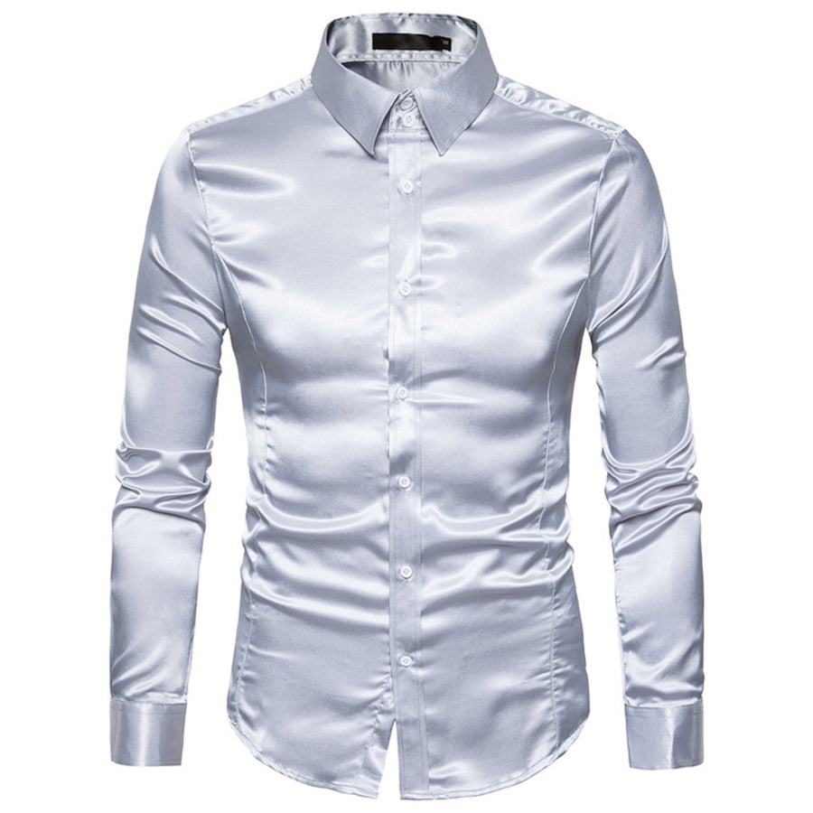 Men’s Satin Long Sleeve Shirt Apparel and Accessories