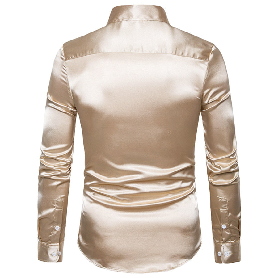 Men’s Satin Long Sleeve Shirt Apparel and Accessories