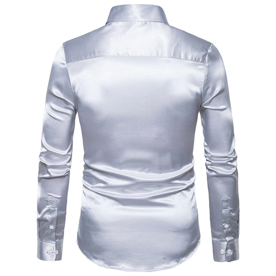 Men’s Satin Long Sleeve Shirt Apparel and Accessories