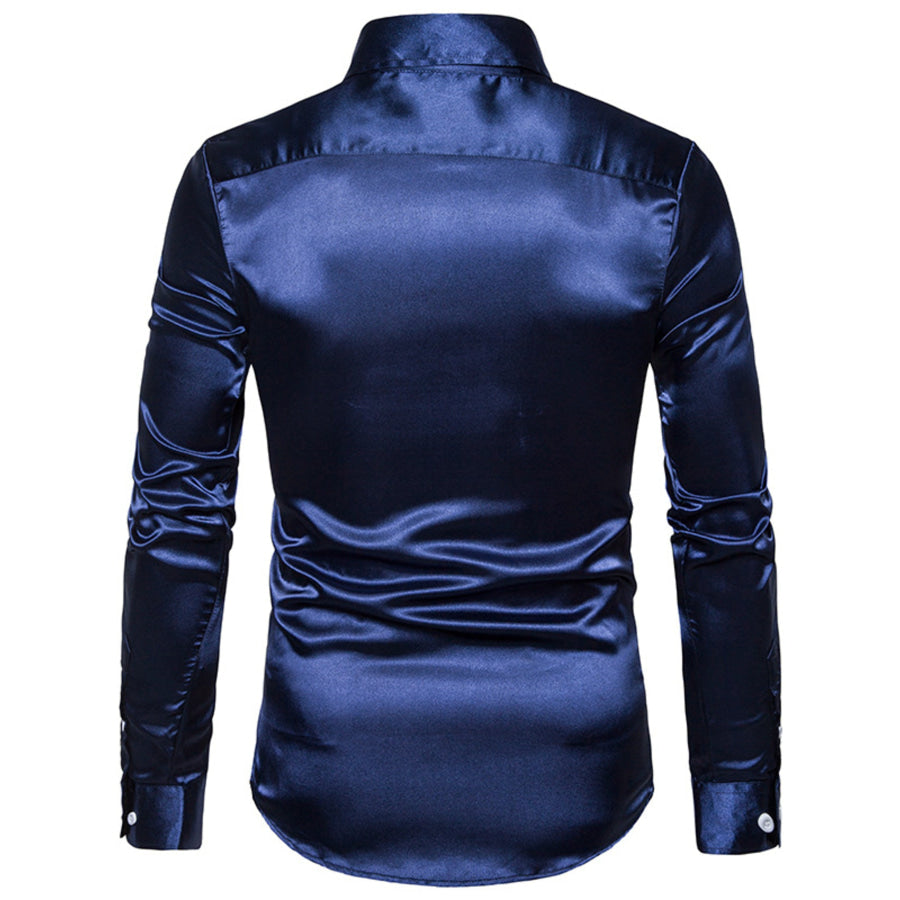 Men’s Satin Long Sleeve Shirt Apparel and Accessories
