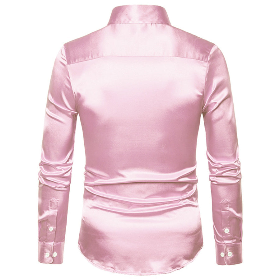 Men’s Satin Long Sleeve Shirt Apparel and Accessories