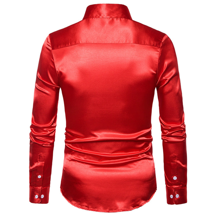 Men’s Satin Long Sleeve Shirt Apparel and Accessories