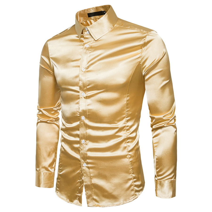 Men’s Satin Long Sleeve Shirt Apparel and Accessories