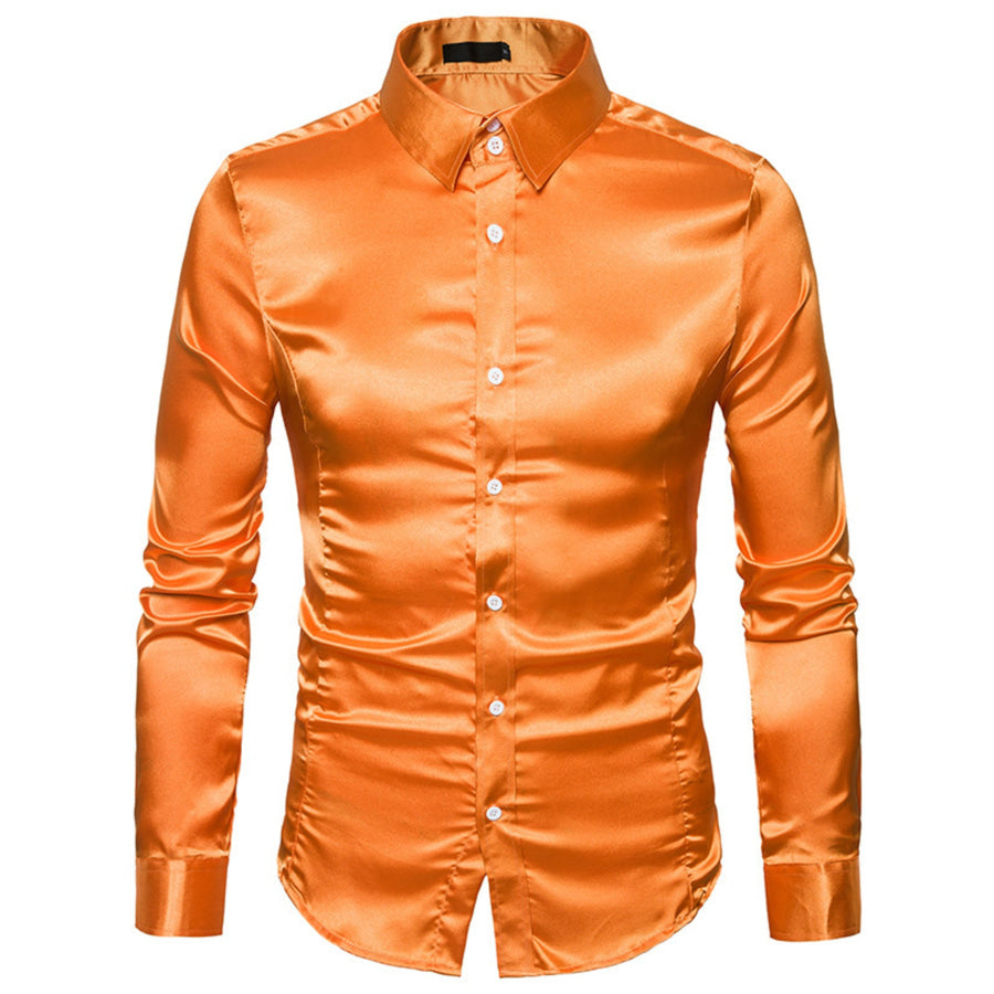 Men’s Satin Long Sleeve Shirt Apparel and Accessories