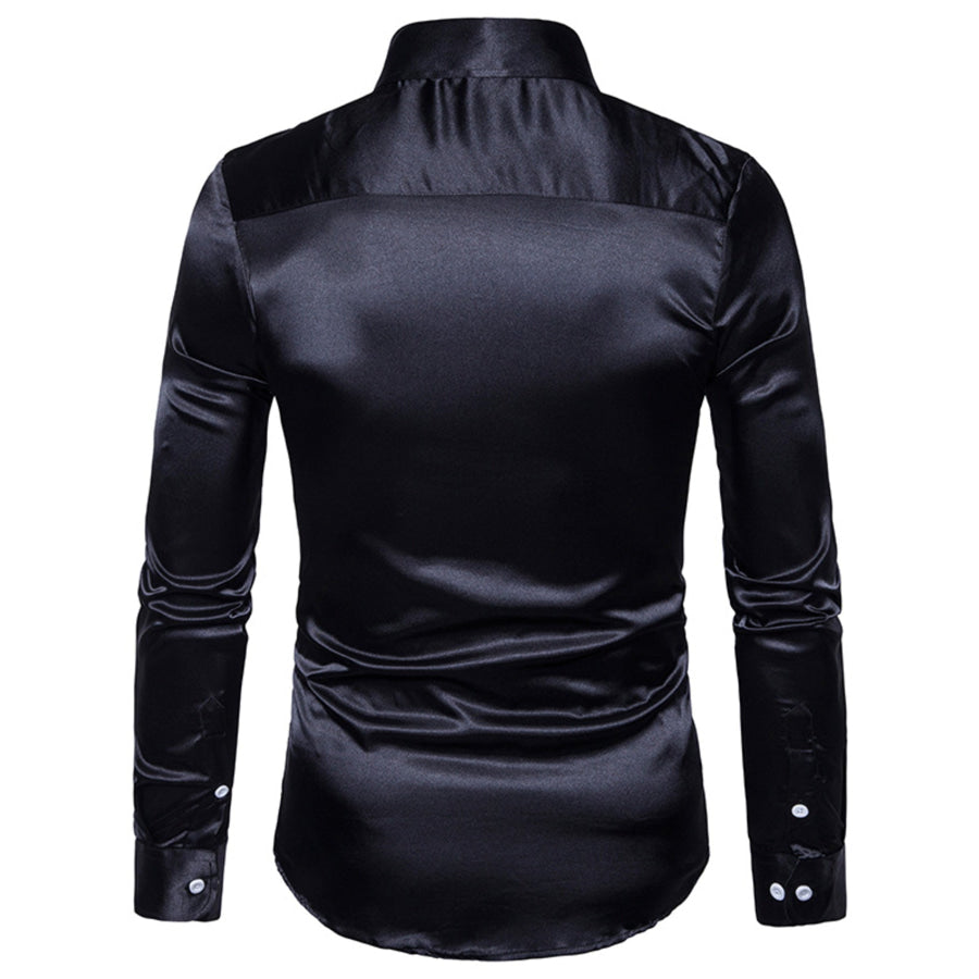 Men’s Satin Long Sleeve Shirt Apparel and Accessories