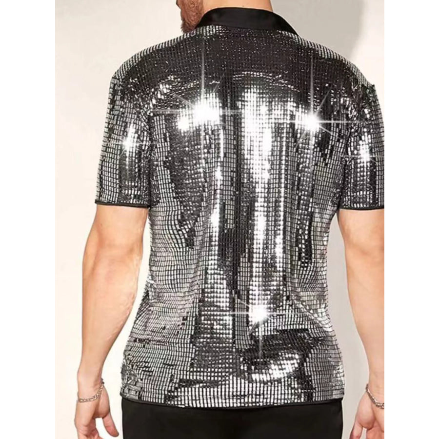 Men’s Sequin Button Up Shirt Apparel and Accessories
