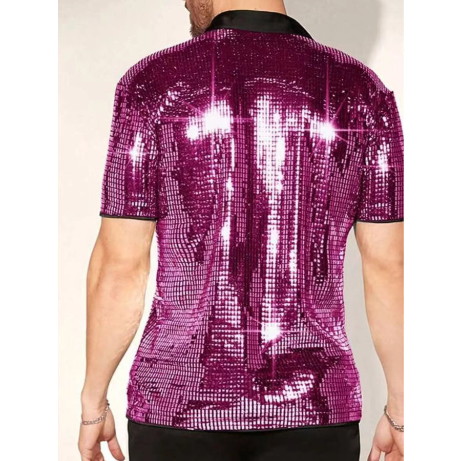 Men’s Sequin Button Up Shirt Apparel and Accessories