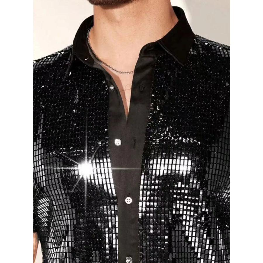 Men’s Sequin Button Up Shirt Apparel and Accessories