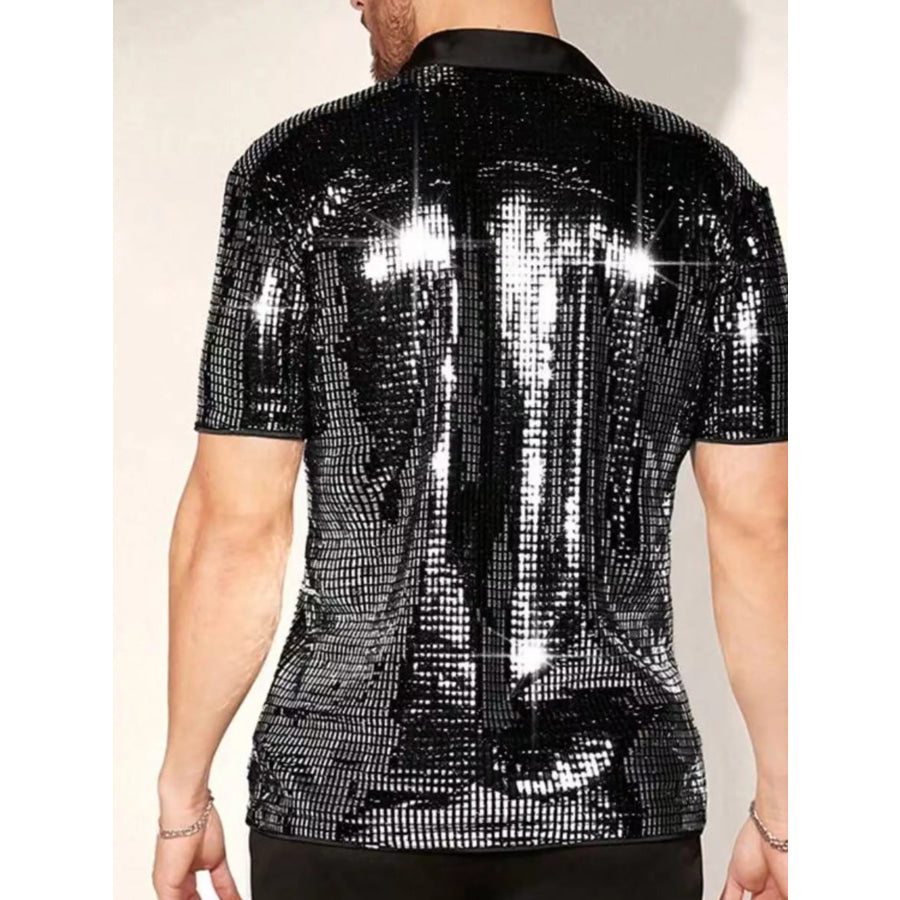 Men’s Sequin Button Up Shirt Apparel and Accessories