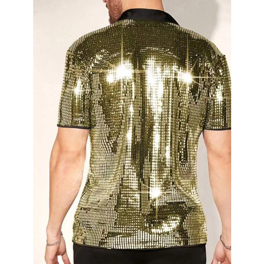 Men’s Sequin Button Up Shirt Apparel and Accessories
