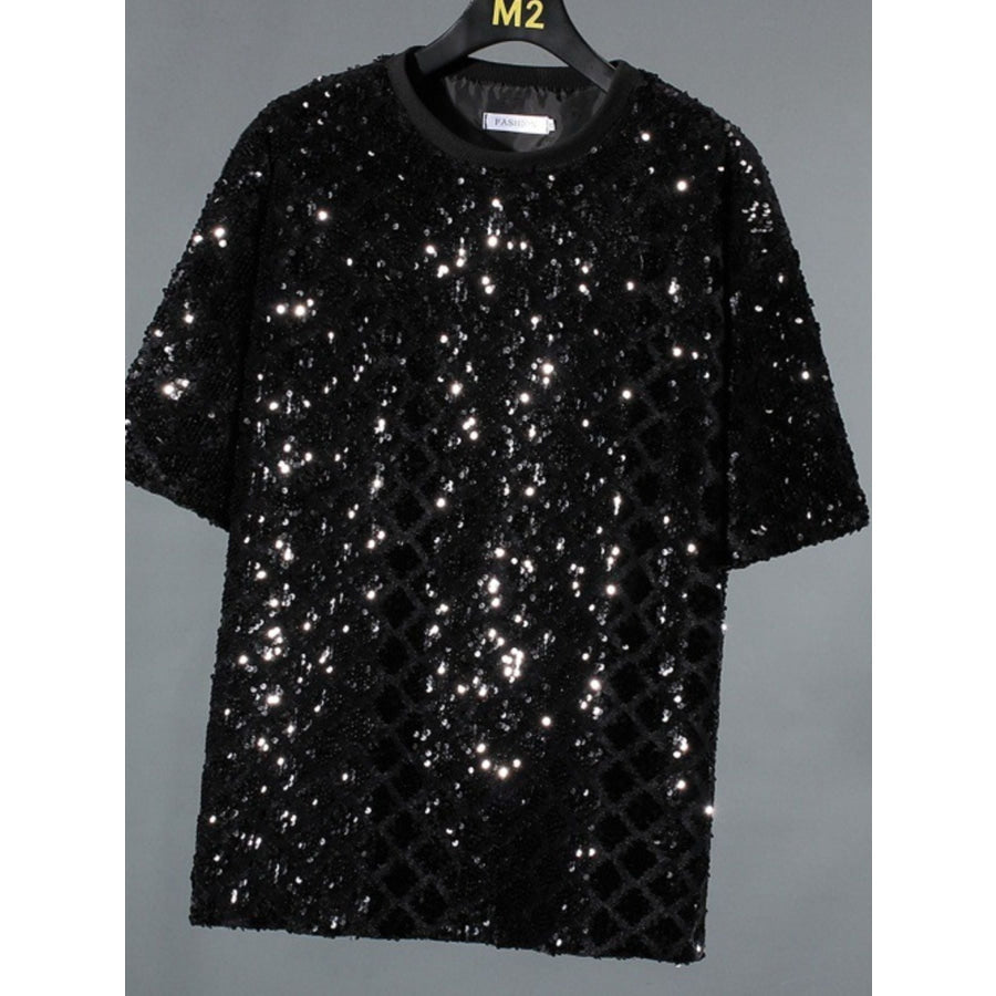 Men’s Sequin Round Neck T-Shirt Apparel and Accessories