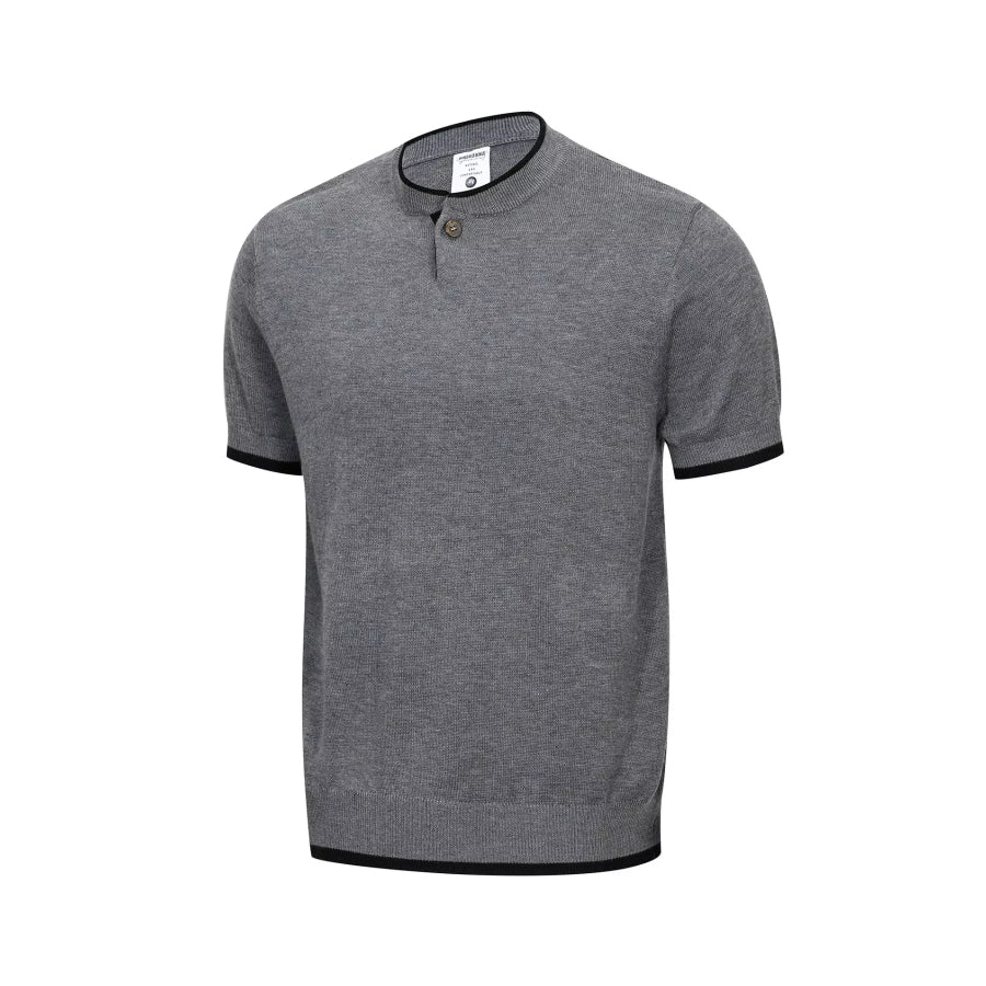 Men’s Short Sleeve Collar Knit Top with Contrast Trim Apparel and Accessories