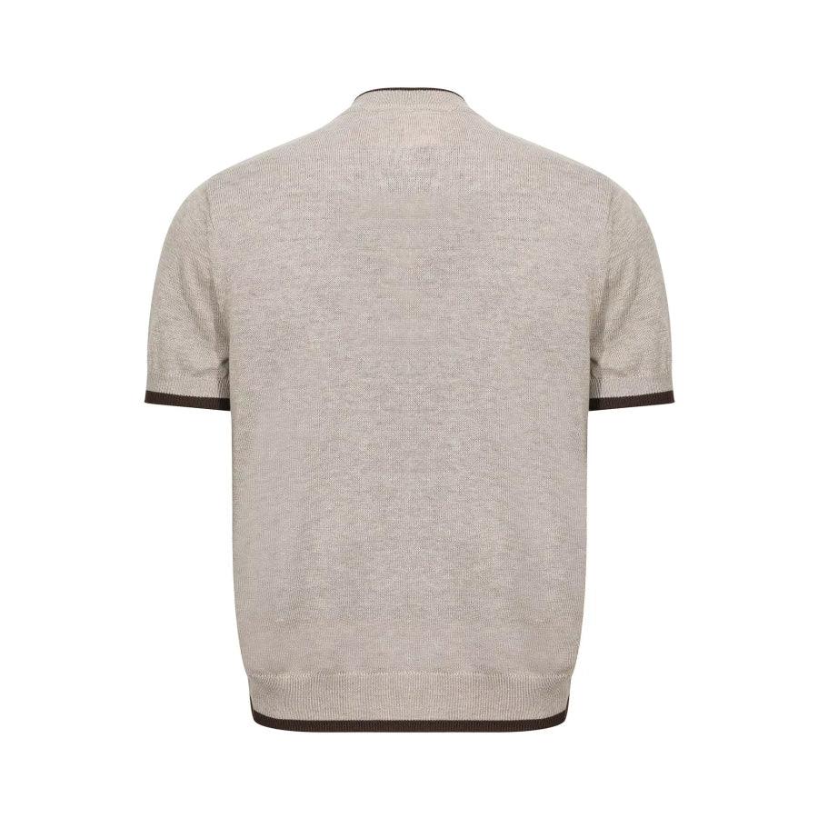 Men’s Short Sleeve Collar Knit Top with Contrast Trim Apparel and Accessories