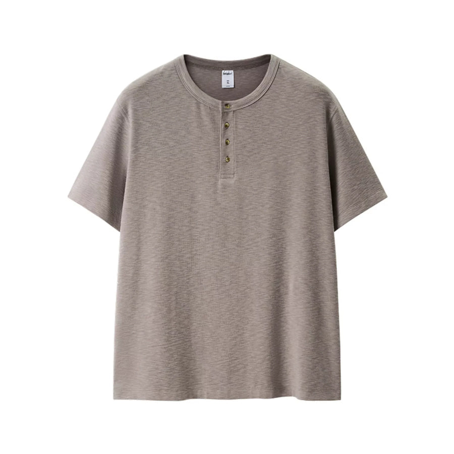 Men’s Short Sleeve Henley T-Shirt Khaki / S Apparel and Accessories