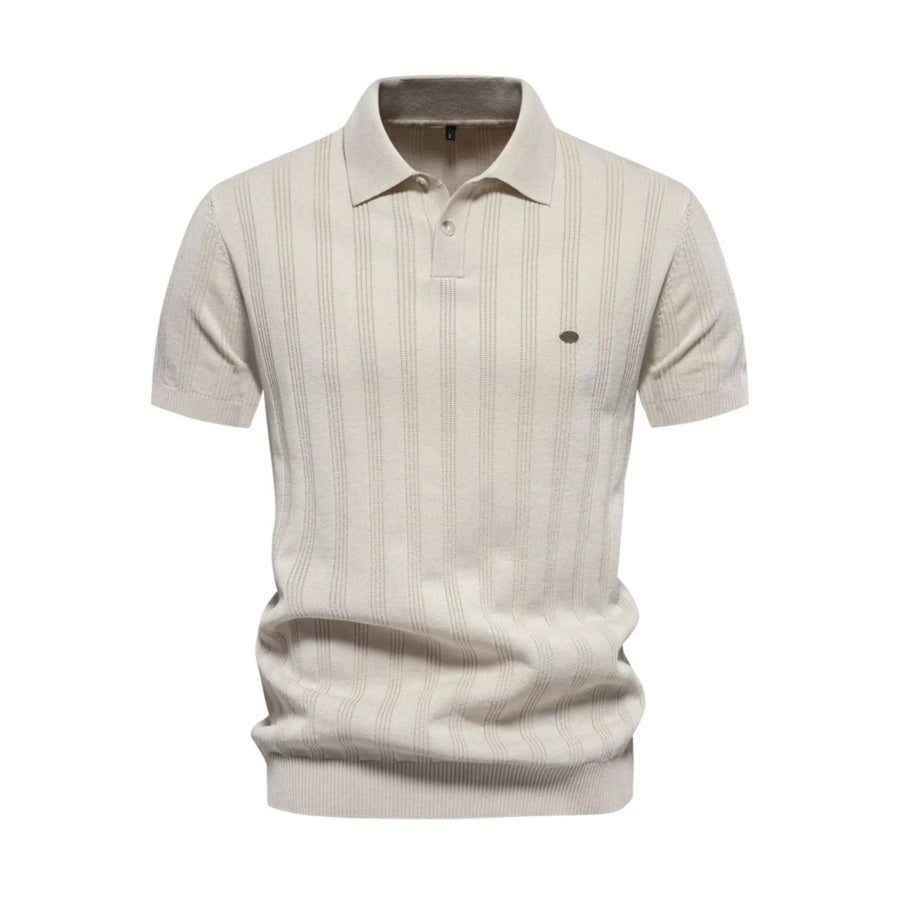 Men’s Short Sleeve Knit Polo White Apricot / S Apparel and Accessories